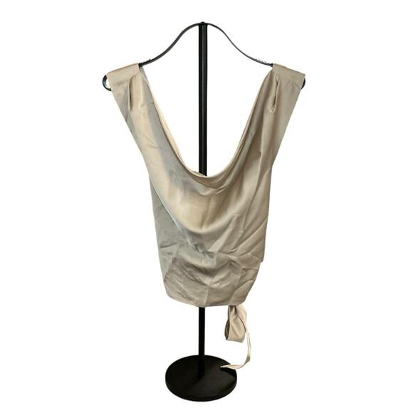 Le Lis Satin Backless Tie Back Top Size Large Champagne Cowl Neck Sleeveless - Picture 1 of 7